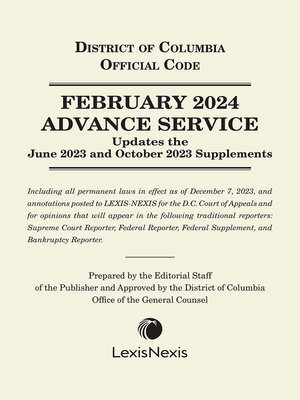 cover image of District of Columbia Lexis Advance Service